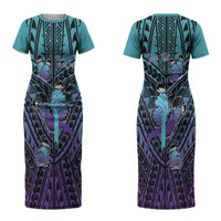Personalised New Zealand Suicide Prevention Month Couples Matching Short Sleeve Bodycon Dress and Long Sleeve Button Shirt Maori Mauri Tu Mauri Ora Polynesian Pattern LT22 - Polynesian Pride
