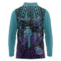 Personalised New Zealand Suicide Prevention Month Long Sleeve Polo Shirt Maori Mauri Tu Mauri Ora Polynesian Pattern LT22 - Polynesian Pride