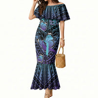 Personalised New Zealand Suicide Prevention Month Mermaid Dress Maori Mauri Tu Mauri Ora Polynesian Pattern LT22 Women Teal - Polynesian Pride