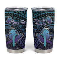 Personalised New Zealand Suicide Prevention Month Tumbler Cup Maori Mauri Tu Mauri Ora Polynesian Pattern LT22 Teal - Polynesian Pride