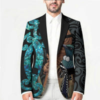 New Zealand Tui Bird Wahaika Blazer Maori Weapon Paua Shell Koru Pattern LT22 - Polynesian Pride
