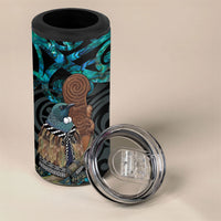 New Zealand Tui Bird Wahaika 4 in 1 Can Cooler Tumbler Maori Weapon Paua Shell Koru Pattern LT22 - Polynesian Pride