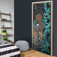 New Zealand Tui Bird Wahaika Door Cover Maori Weapon Paua Shell Koru Pattern LT22 - Polynesian Pride