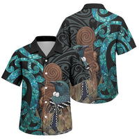 New Zealand Tui Bird Wahaika Family Matching Mermaid Dress and Hawaiian Shirt Maori Weapon Paua Shell Koru Pattern LT22 Son's Shirt Black - Polynesian Pride