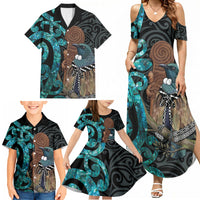 New Zealand Tui Bird Wahaika Family Matching Summer Maxi Dress and Hawaiian Shirt Maori Weapon Paua Shell Koru Pattern LT22 - Polynesian Pride