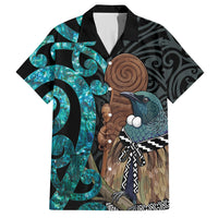 New Zealand Tui Bird Wahaika Hawaiian Shirt Maori Weapon Paua Shell Koru Pattern LT22 Black - Polynesian Pride