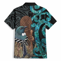 New Zealand Tui Bird Wahaika Hawaiian Shirt Maori Weapon Paua Shell Koru Pattern LT22 - Polynesian Pride
