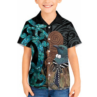 New Zealand Tui Bird Wahaika Hawaiian Shirt Maori Weapon Paua Shell Koru Pattern LT22 - Polynesian Pride