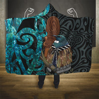 New Zealand Tui Bird Wahaika Hooded Blanket Maori Weapon Paua Shell Koru Pattern LT22 - Polynesian Pride