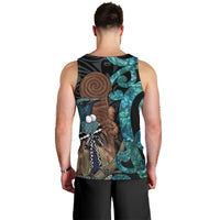 New Zealand Tui Bird Wahaika Men Tank Top Maori Weapon Paua Shell Koru Pattern LT22 - Polynesian Pride