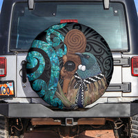 New Zealand Tui Bird Wahaika Spare Tire Cover Maori Weapon Paua Shell Koru Pattern LT22 Black - Polynesian Pride
