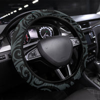New Zealand Tui Bird Wahaika Steering Wheel Cover Maori Weapon Paua Shell Koru Pattern LT22 Universal Fit Black - Polynesian Pride