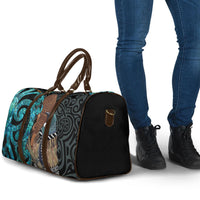 New Zealand Tui Bird Wahaika Travel Bag Maori Weapon Paua Shell Koru Pattern LT22 - Polynesian Pride