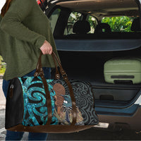 New Zealand Tui Bird Wahaika Travel Bag Maori Weapon Paua Shell Koru Pattern LT22 - Polynesian Pride