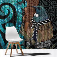 New Zealand Tui Bird Wahaika Window Curtain Maori Weapon Paua Shell Koru Pattern LT22 - Polynesian Pride