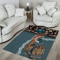 New Zealand Tui Bird Maripi Area Rug Maori Weapon Kowhaiwhai Pattern LT22 - Polynesian Pride