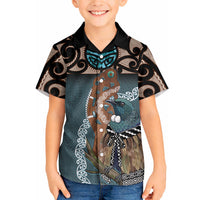 New Zealand Tui Bird Maripi Hawaiian Shirt Maori Weapon Kowhaiwhai Pattern LT22 - Polynesian Pride