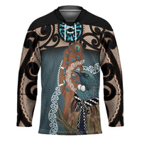 New Zealand Tui Bird Maripi Hockey Jersey Maori Weapon Kowhaiwhai Pattern LT22 Unisex Slate Blue - Polynesian Pride
