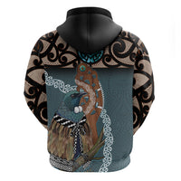New Zealand Tui Bird Maripi Hoodie Maori Weapon Kowhaiwhai Pattern LT22 - Polynesian Pride