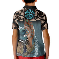 New Zealand Tui Bird Maripi Kid Polo Shirt Maori Weapon Kowhaiwhai Pattern LT22 - Polynesian Pride