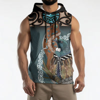 New Zealand Tui Bird Maripi Sleeveless Hoodie Maori Weapon Kowhaiwhai Pattern LT22 - Polynesian Pride