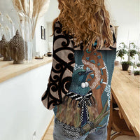 New Zealand Tui Bird Maripi Women Casual Shirt Maori Weapon Kowhaiwhai Pattern LT22 - Polynesian Pride