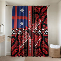 Aotearoa Iwi Ngapuhi Bathroom Set Tuhoronuku Kite United Tribes Flag Maori Pattern LT22 Shower Curtain Only Red - Polynesian Pride