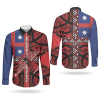 Aotearoa Iwi Ngapuhi Couples Matching Long Sleeve Bodycon Dress and Long Sleeve Button Shirt Tuhoronuku Kite United Tribes Flag Maori Pattern LT22 - Polynesian Pride