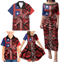 Aotearoa Iwi Ngapuhi Family Matching Puletasi and Hawaiian Shirt Tuhoronuku Kite United Tribes Flag Maori Pattern LT22 - Polynesian Pride