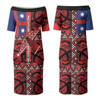 Aotearoa Iwi Ngapuhi Family Matching Puletasi and Hawaiian Shirt Tuhoronuku Kite United Tribes Flag Maori Pattern LT22 Mom's Dress Red - Polynesian Pride