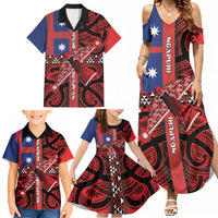 Aotearoa Iwi Ngapuhi Family Matching Summer Maxi Dress and Hawaiian Shirt Tuhoronuku Kite United Tribes Flag Maori Pattern LT22 - Polynesian Pride