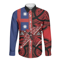 Aotearoa Iwi Ngapuhi Long Sleeve Button Shirt Tuhoronuku Kite United Tribes Flag Maori Pattern LT22 Unisex Red - Polynesian Pride