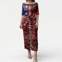 Aotearoa Iwi Ngapuhi Puletasi Tuhoronuku Kite United Tribes Flag Maori Pattern LT22 Long Dress Red - Polynesian Pride