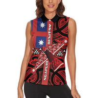 Aotearoa Iwi Ngapuhi Women Sleeveless Polo Shirt Tuhoronuku Kite United Tribes Flag Maori Pattern LT22 - Polynesian Pride
