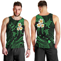 Personalised Niihau Hawaii Men Tank Top Polynesian Tattoo and Pacific Plumeria Green Vibe LT9 - Polynesian Pride