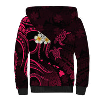 Personalised Niihau Hawaii Sherpa Hoodie Polynesian Tattoo and Pacific Plumeria Pink Vibe LT9 - Polynesian Pride