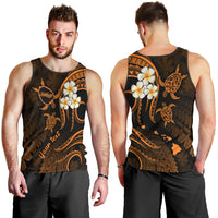 Personalised Molokai Hawaii Men Tank Top Polynesian Tattoo and Pacific Plumeria Gold Vibe LT9 - Polynesian Pride