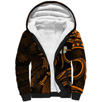 Personalised Lanai Hawaii Sherpa Hoodie Polynesian Tattoo and Pacific Plumeria Gold Vibe LT9 Unisex Gold - Polynesian Pride