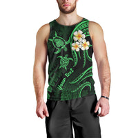 Personalised Lanai Hawaii Men Tank Top Polynesian Tattoo and Pacific Plumeria Green Vibe LT9 - Polynesian Pride