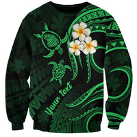Personalised Lanai Hawaii Sweatshirt Polynesian Tattoo and Pacific Plumeria Green Vibe LT9 Unisex Green - Polynesian Pride