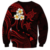 Personalised Lanai Hawaii Sweatshirt Polynesian Tattoo and Pacific Plumeria Red Vibe LT9 - Polynesian Pride