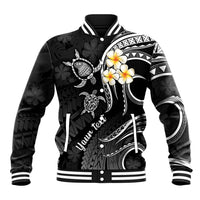 Personalised Lanai Hawaii Baseball Jacket Polynesian Tattoo and Pacific Plumeria White Vibe LT9 Unisex White - Polynesian Pride