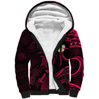 Personalised Kauai Hawaii Sherpa Hoodie Polynesian Tattoo and Pacific Plumeria Pink Vibe LT9 Unisex Pink - Polynesian Pride