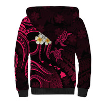Personalised Kauai Hawaii Sherpa Hoodie Polynesian Tattoo and Pacific Plumeria Pink Vibe LT9 - Polynesian Pride