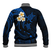 Personalised Kahoolawe Hawaii Baseball Jacket Polynesian Tattoo and Pacific Plumeria Blue Vibe LT9 - Polynesian Pride