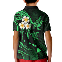 Personalised Kahoolawe Hawaii Kid Polo Shirt Polynesian Tattoo and Pacific Plumeria Green Vibe LT9 - Polynesian Pride