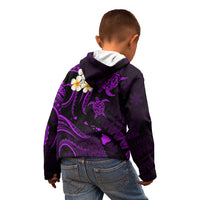 Personalised Kahoolawe Hawaii Kid Hoodie Polynesian Tattoo and Pacific Plumeria Purple Vibe LT9 - Polynesian Pride