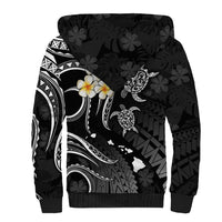 Personalised Kahoolawe Hawaii Sherpa Hoodie Polynesian Tattoo and Pacific Plumeria White Vibe LT9 - Polynesian Pride