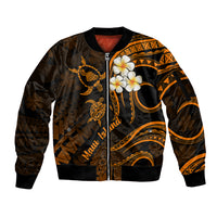Hawaii Sleeve Zip Bomber Jacket Maui Islands Pacific Plumeria Gold Vibe LT9 Unisex Gold - Polynesian Pride