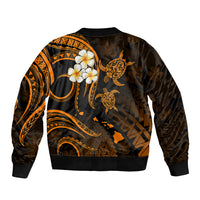 Hawaii Sleeve Zip Bomber Jacket Maui Islands Pacific Plumeria Gold Vibe LT9 - Polynesian Pride